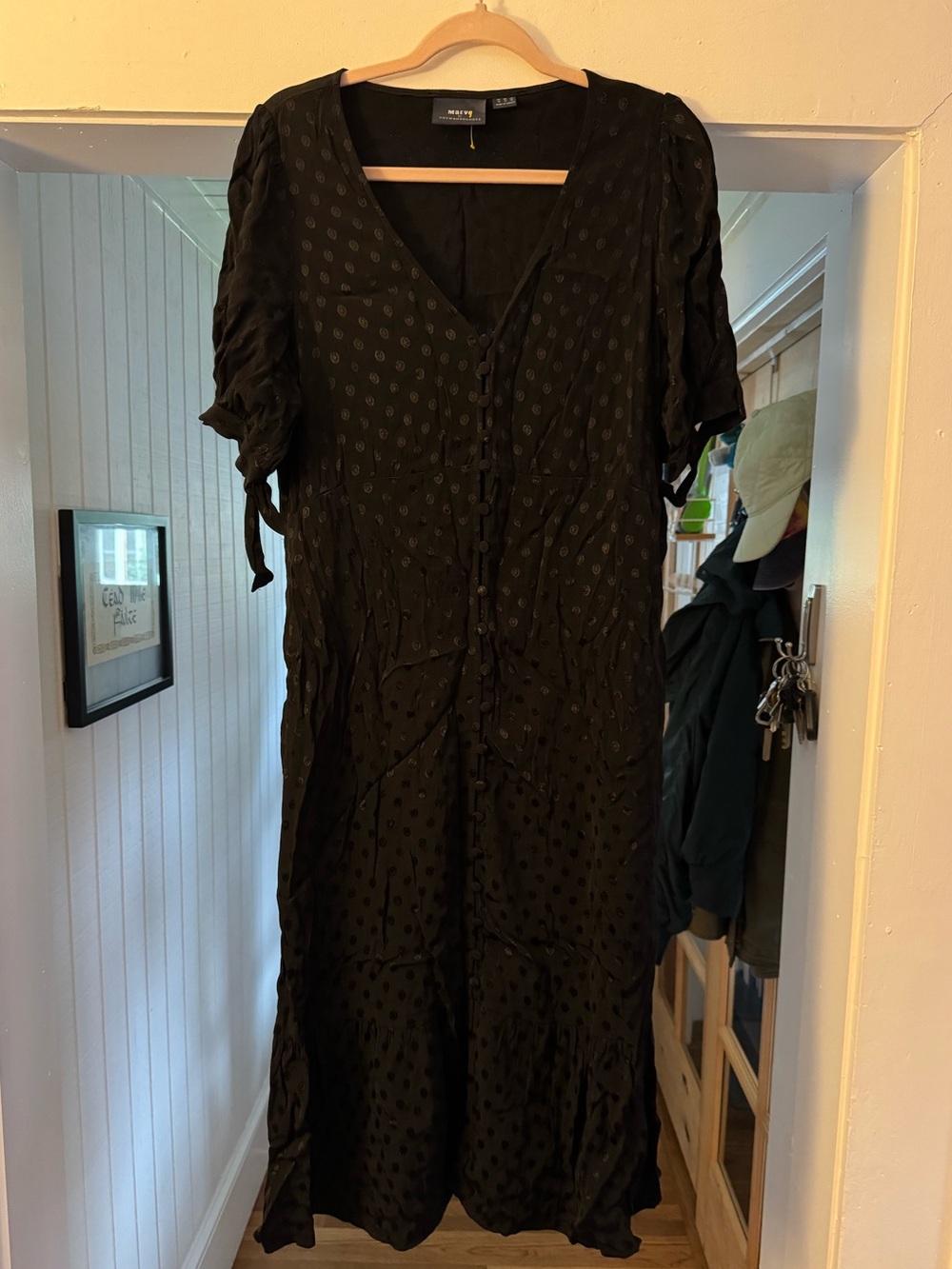 Maeve Black Button-Front Midi Dress